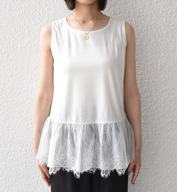 SHIPS Colors 「《予約》SHIPS Colors:〈手洗い可能〉レースタンクトップ セット プルオーバー◆」|Tシャツ・カットソー|