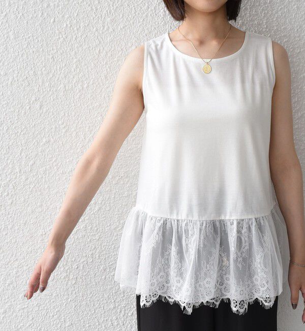 SHIPS Colors 「《予約》SHIPS Colors:〈手洗い可能〉レースタンクトップ セット プルオーバー◆」|Tシャツ・カットソー|