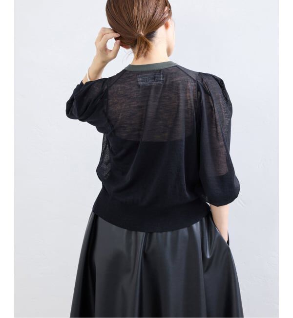 IENA「《予約》LOWER/ローヴァー 18G Tucked power shoulder ニット  LW-77」|カーディガン|