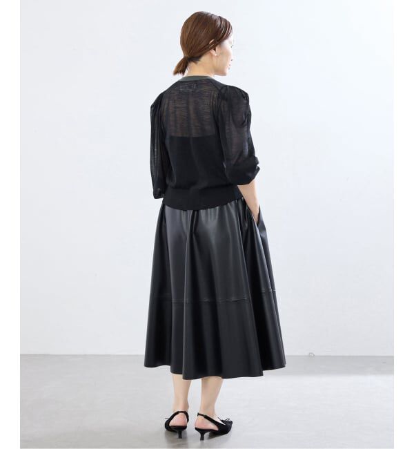 IENA「《予約》LOWER/ローヴァー 18G Tucked power shoulder ニット  LW-77」|カーディガン|