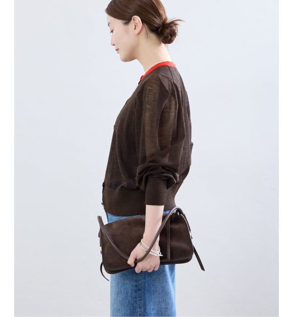 IENA「《予約》LOWER/ローヴァー 18G Tucked power shoulder ニット  LW-77」|カーディガン|