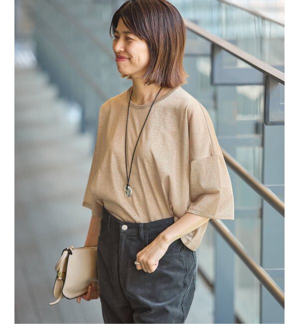 IENA「《予約》ラメハーフスリーブTシャツ」|Tシャツ・カットソー|