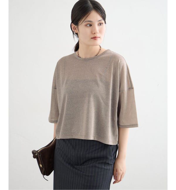 IENA「《予約》ラメハーフスリーブTシャツ」|Tシャツ・カットソー|
