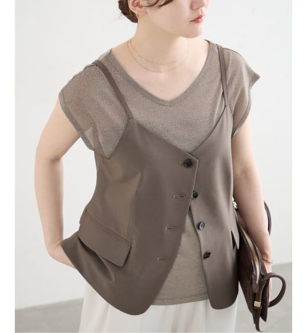 IENA「《予約》ラメフレンチスリーブTシャツ」|Tシャツ・カットソー|