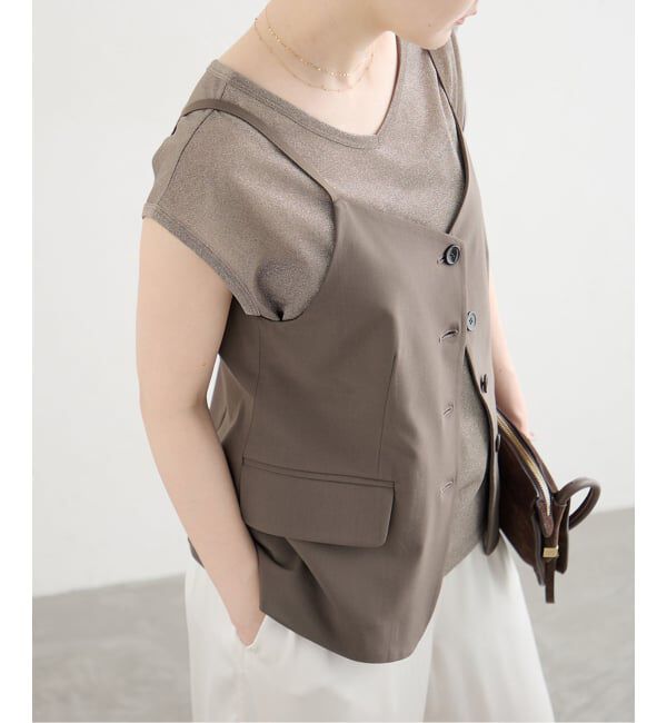 IENA「《予約》ラメフレンチスリーブTシャツ」|Tシャツ・カットソー|