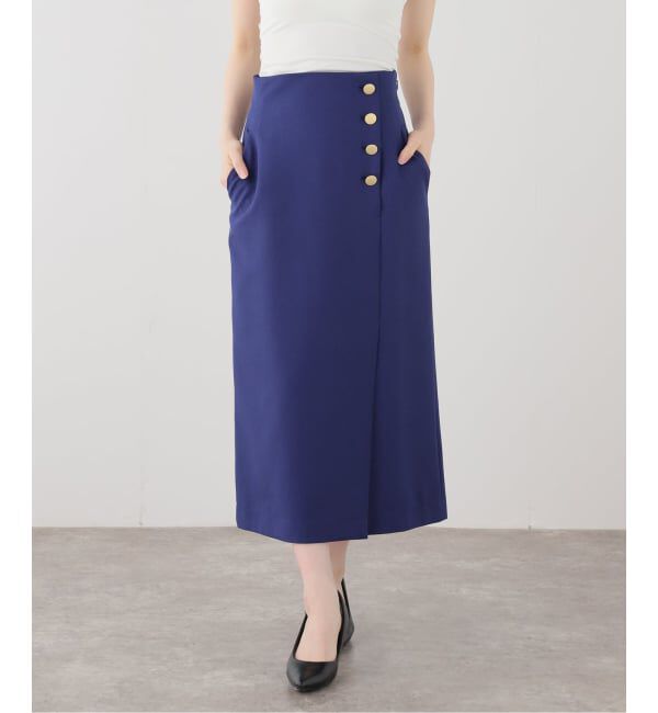  「【洗える】ボタンラップ風アイラインスカート」|スカート|