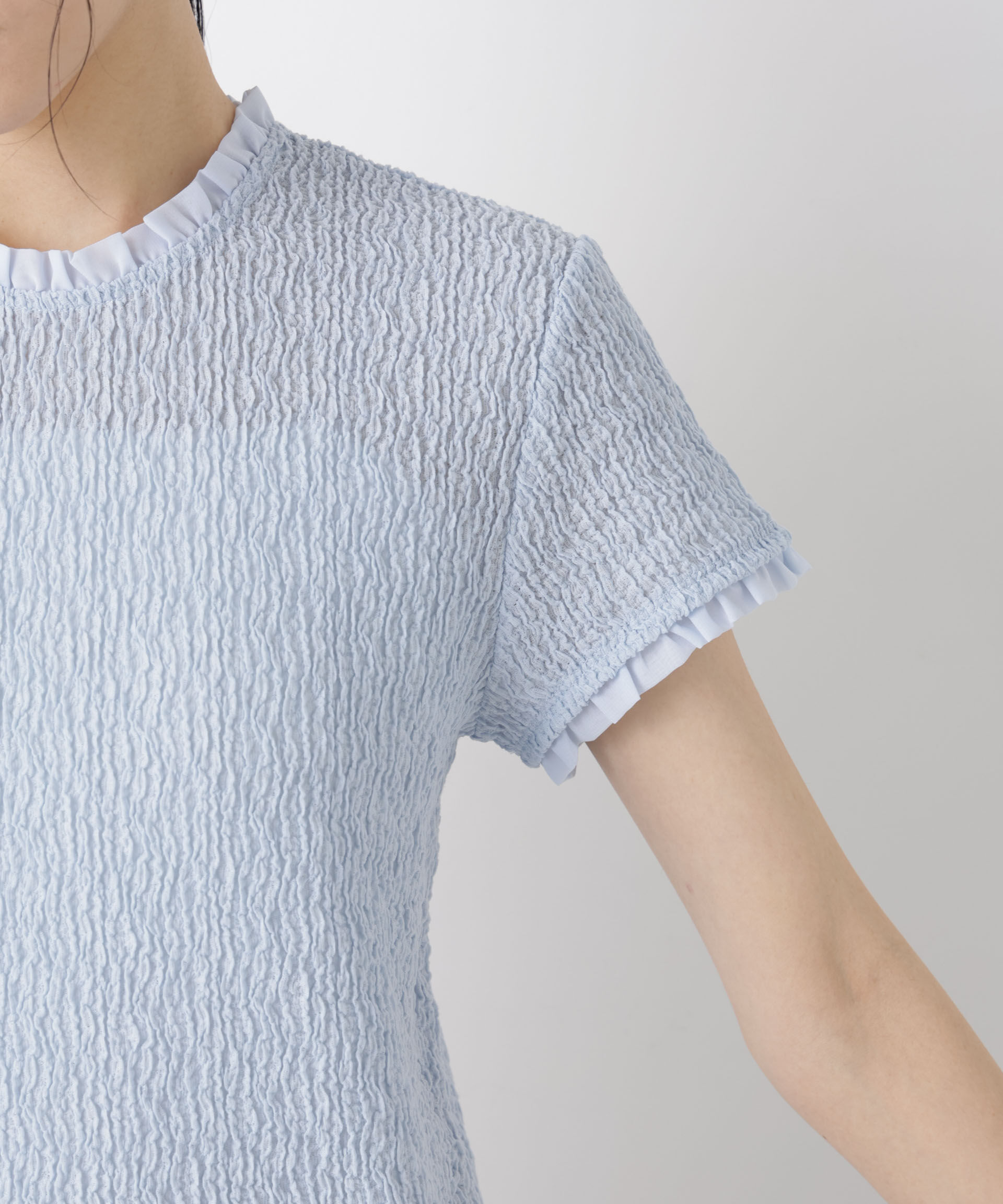 nano･universe「ランダムリンクルフリルトップス」|Tシャツ・カットソー|