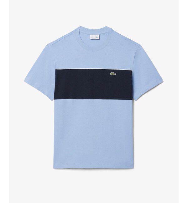 LACOSTE「配色パイピングパネルボーダーTシャツ」|Tシャツ・カットソー|ライトブルー