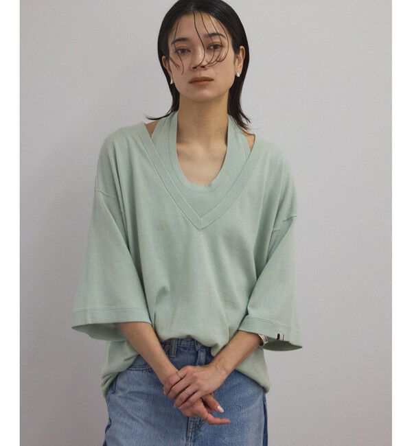 SALON adam et rope'「【J'aDoRe限定】【extreme cashmere（エクストリーム・カシミア）】deep V-neck T」|ニット・セーター|グリーンサブ