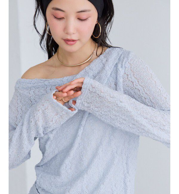 VIS「【WEB限定】レース長袖ドレープカットソー」|Tシャツ・カットソー|サックス(48)