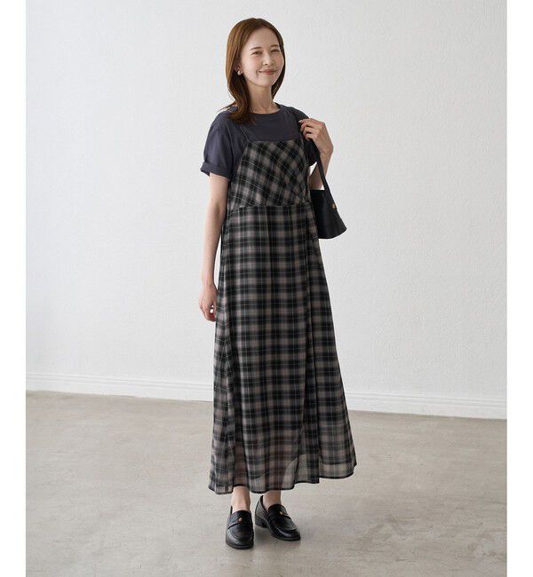 Rope&rsquo;Picnic「【一部店舗限定】マドラスチェックボイルシアーキャミワンピース」|ワンピース|