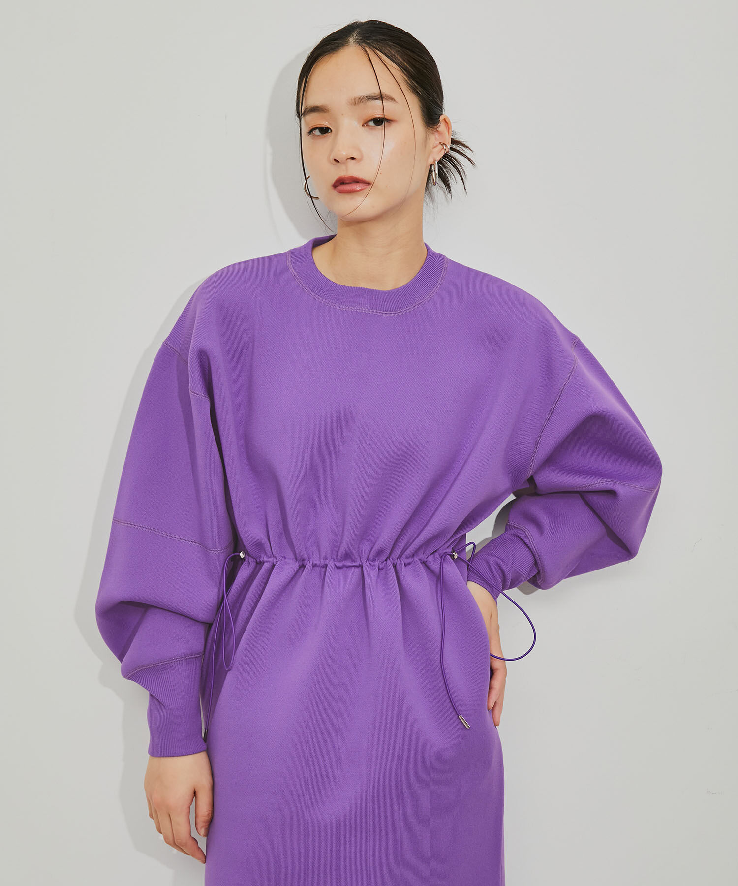 ADAM ET ROPE'「【サステナブル】フォルムニットワンピース」|ワンピース|パープル(50)