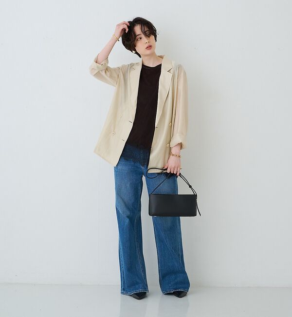 Rouge vif「シアーベロアノースリーブヘムレースカットソー【予約】」|Tシャツ・カットソー|