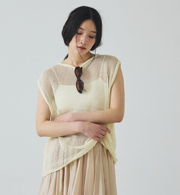 abahouse mavie「【夏のレイヤードに】メッシュニットノースリーブ」|ニット・セーター|