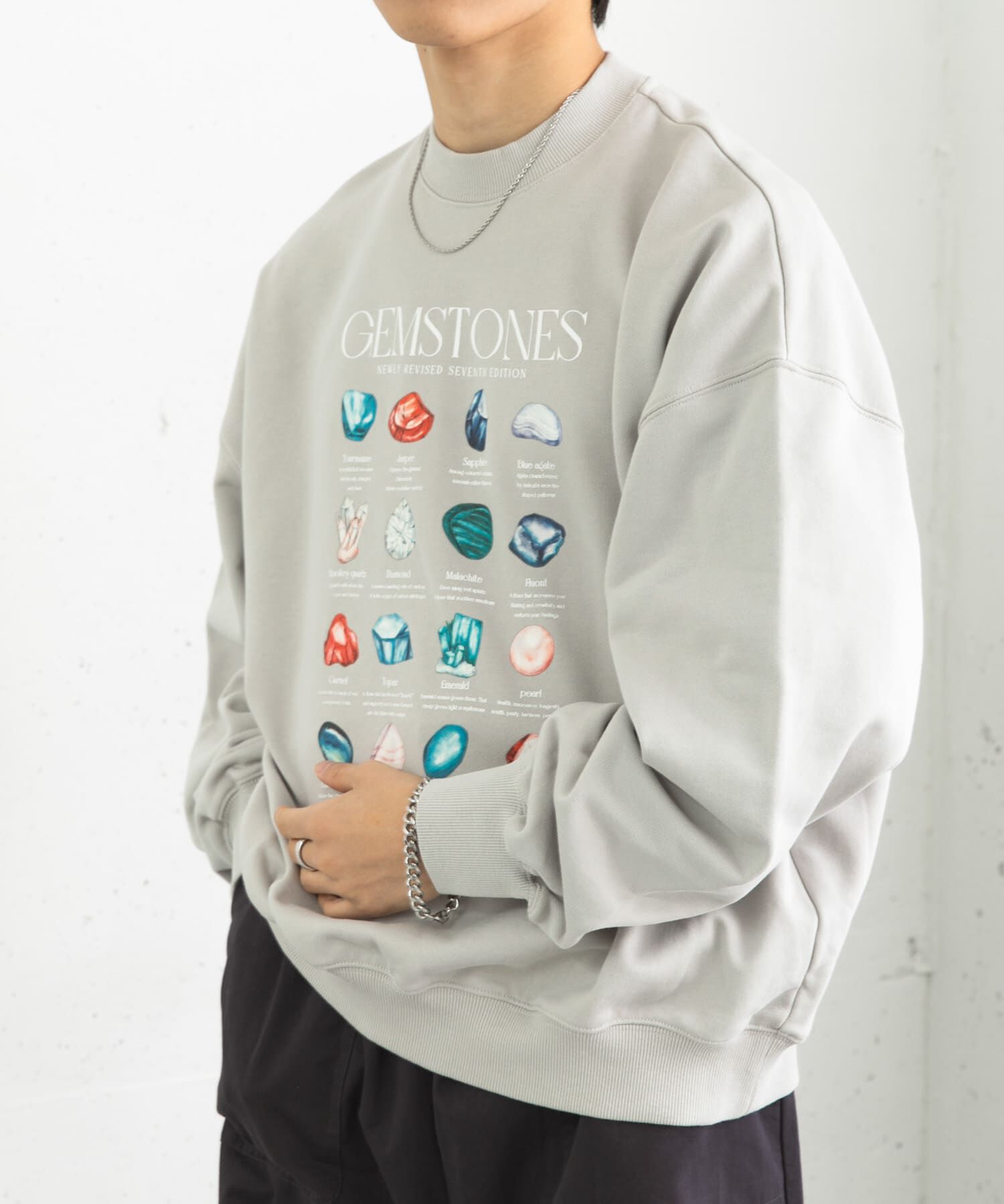 SENSE OF PLACE by URBAN RESEARCH「Gem Stone Cropped Sweat」|スウェット・ジャージ|グレー