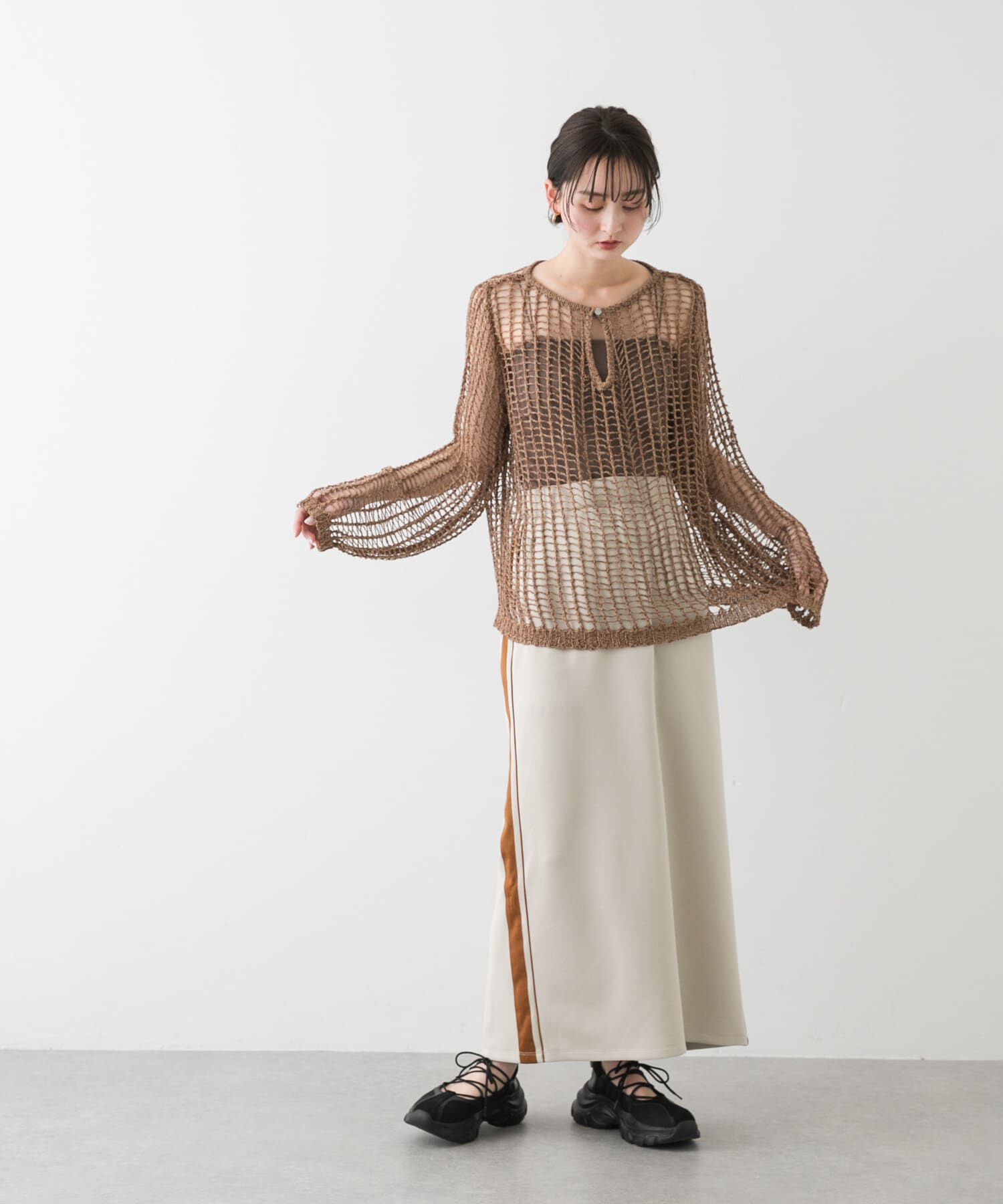 SENSE OF PLACE by URBAN RESEARCH「キーネックメッシュニット」|ニット・セーター|