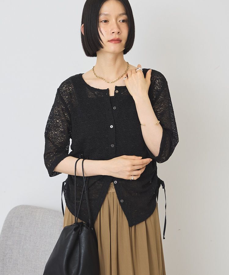 AMERICAN HOLIC「レース5分袖カーディガン」|カーディガン|Black
