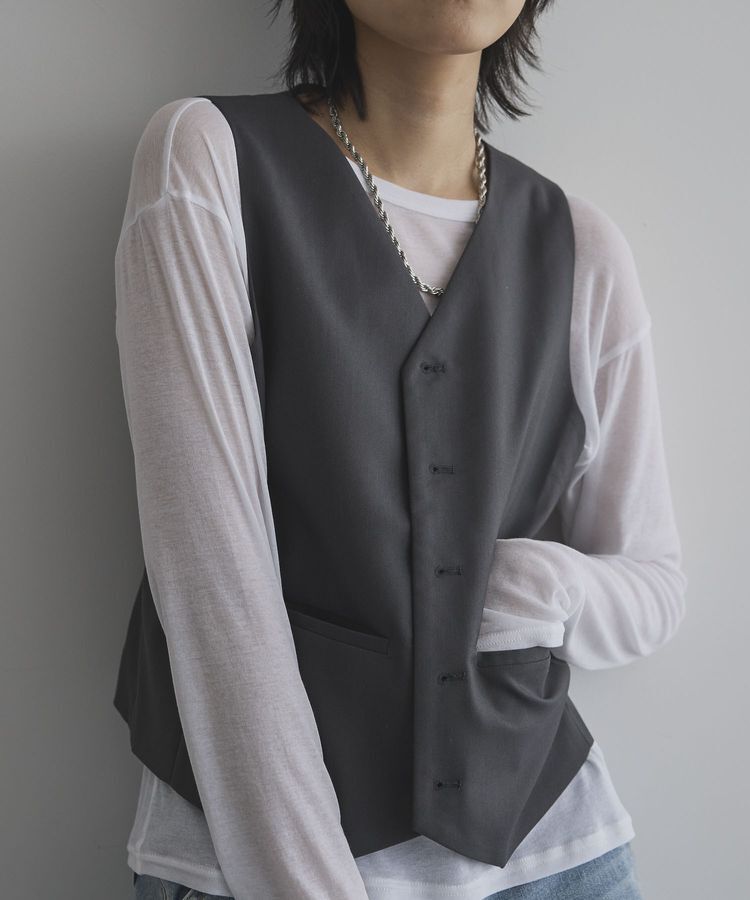 GARAGE OF GOOD CLOTHING「フロントボタンコンパクトベスト」|ベスト・ジレ|
