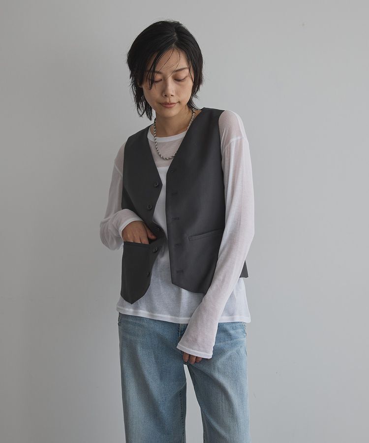 GARAGE OF GOOD CLOTHING「フロントボタンコンパクトベスト」|ベスト・ジレ|