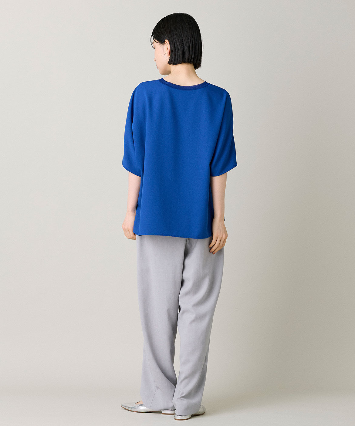 INED「《大きいサイズ》ジョーゼットドルマンスリーブカットソー《吸水速乾》」|Tシャツ・カットソー|