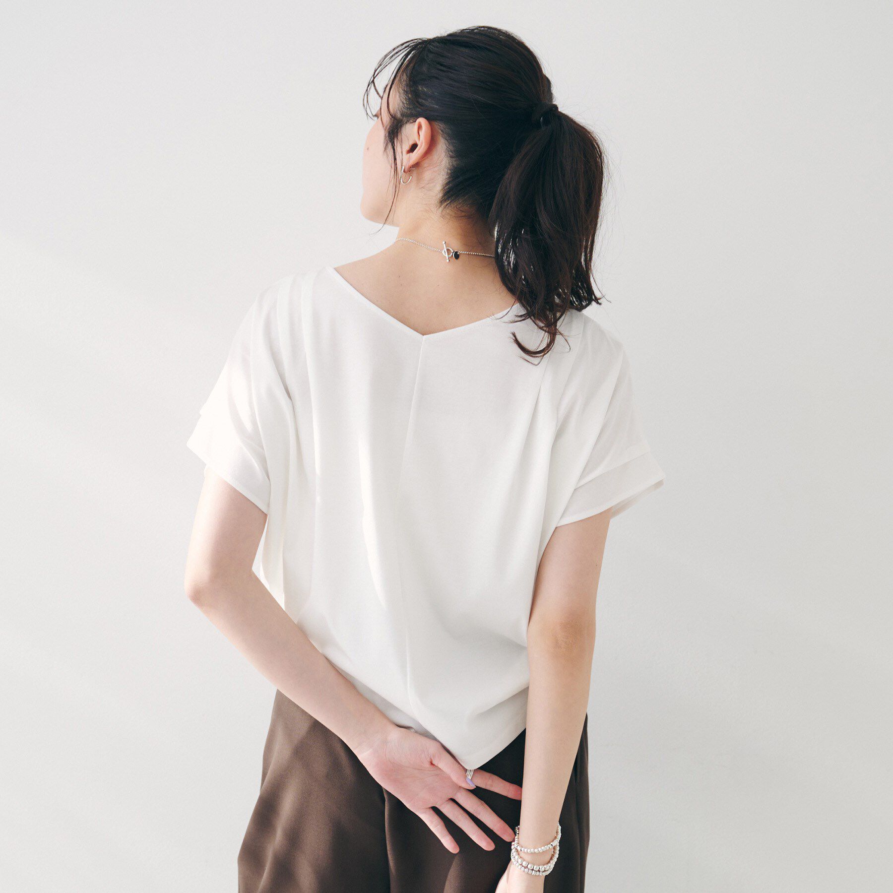 UNTITLED「【洗える】タック入りフレンチスリーブプルオーバー」|Tシャツ・カットソー|