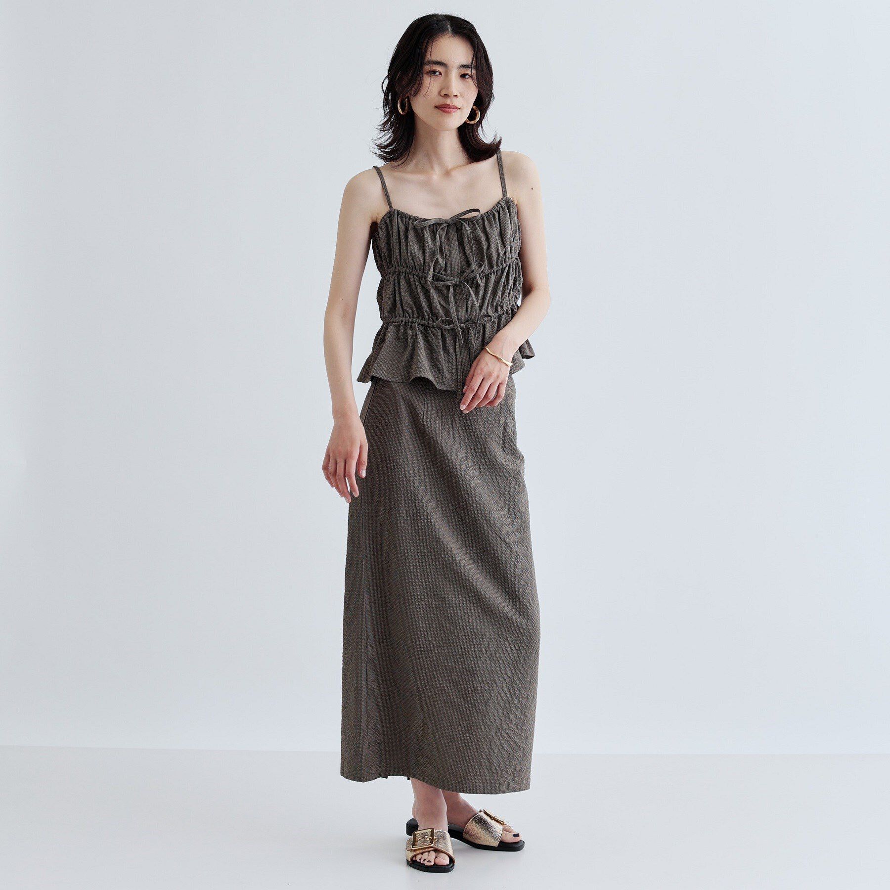 GALLEST「【セットアップ可能】スクエアサッカースリットスカート【洗える/カセット服】」|スカート|