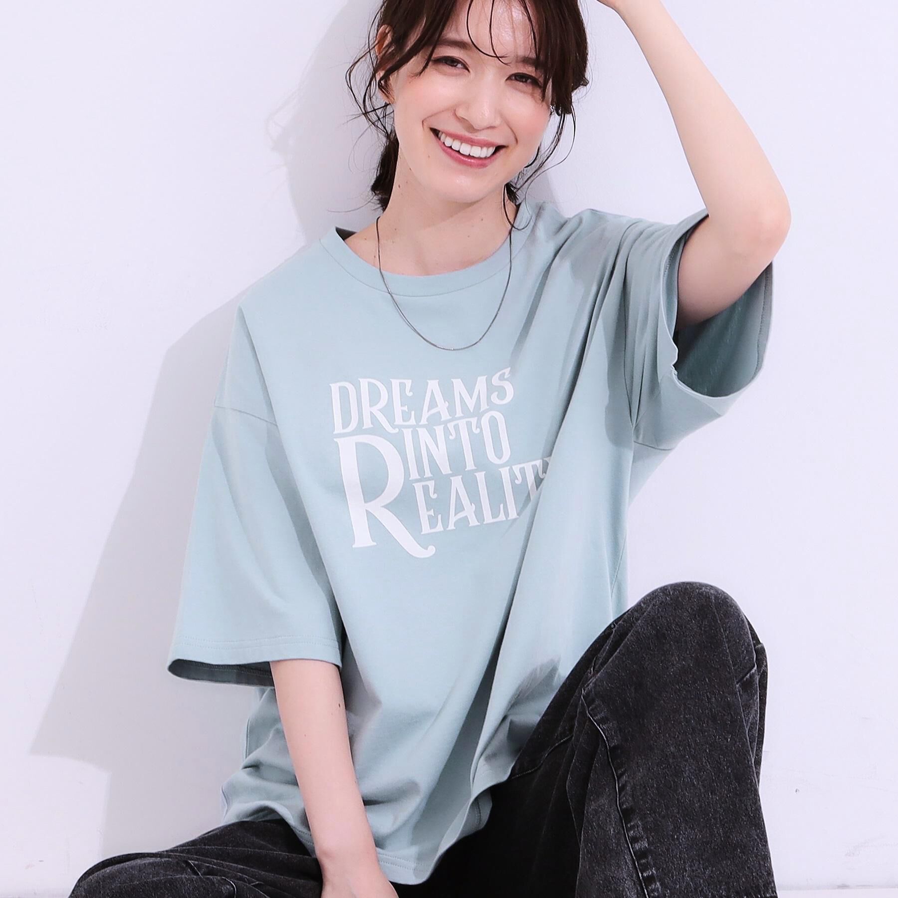 SHOO･LA･RUE「【選べる4柄】コットンプリントロゴTシャツ」|Tシャツ・カットソー|サックスブルー(39