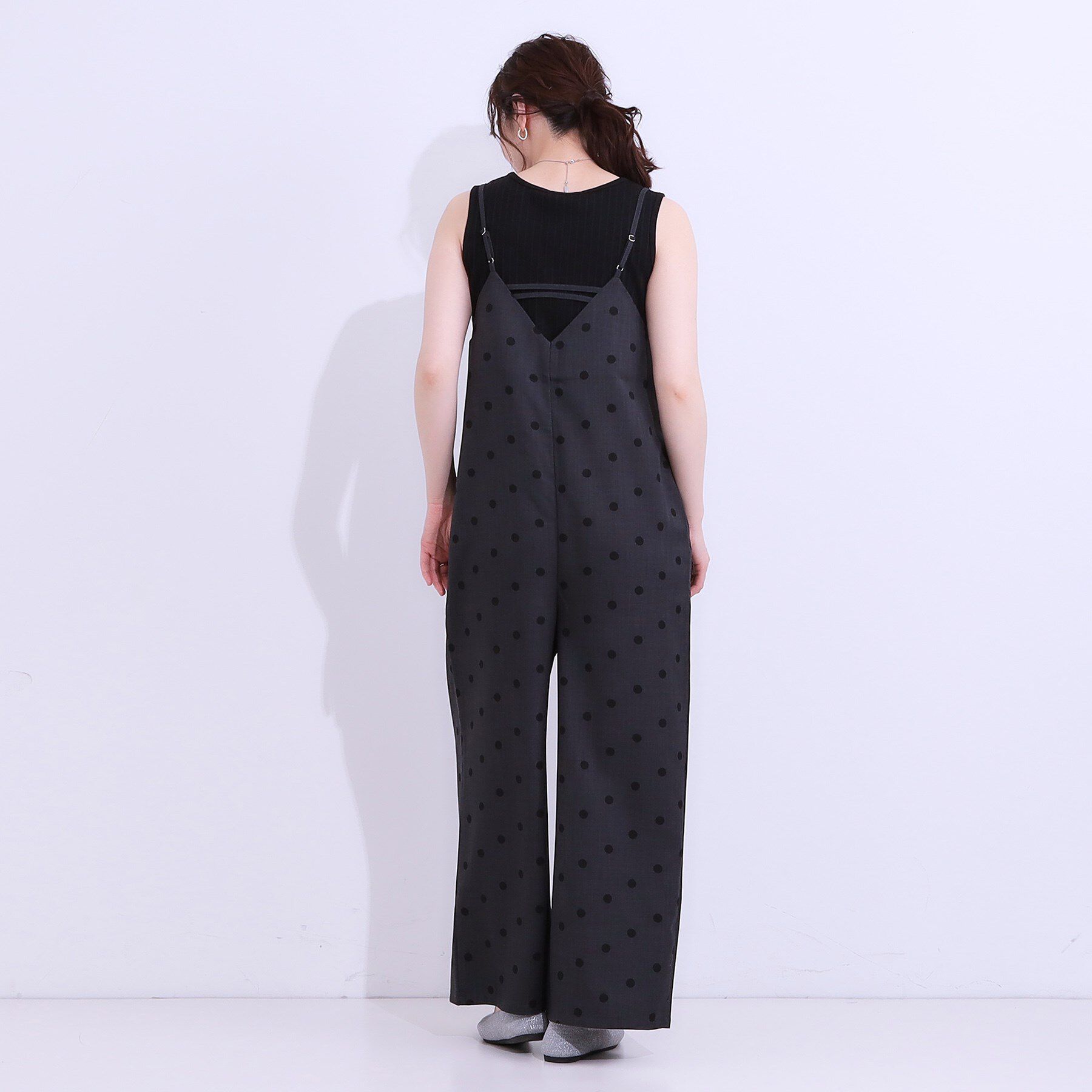 SHOO･LA･RUE「【S-LL】着丈が調節できる 大人の麻調サロペット」|オールインワン|