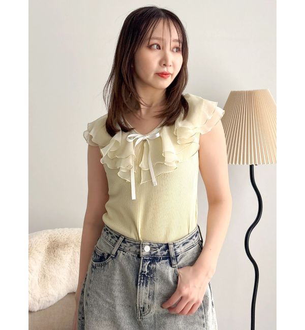 dazzlin「【WEB限定】ティアードカラーコンビトップス」|Tシャツ・カットソー|イエロー