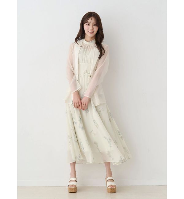 MERCURYDUO 花柄バックレースアップワンピース イエロー 新品 M 公式 花柄バックレースアップワンピース（MERCURYDUO）｜ルミネの