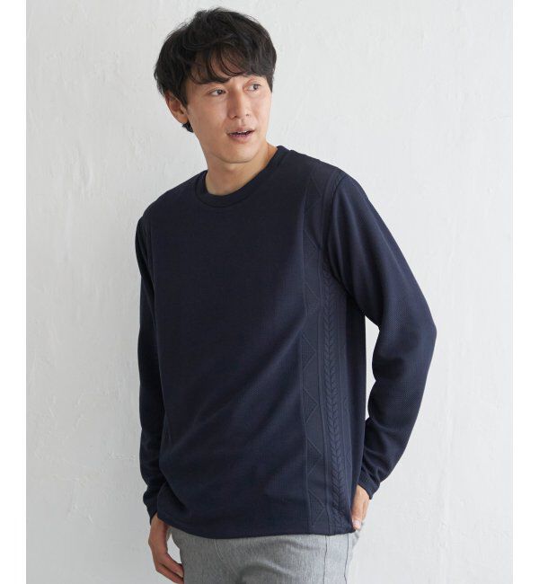 ikka「フクレジャカード切り替えロンTシャツ」|Tシャツ・カットソー|ネイビーブルー