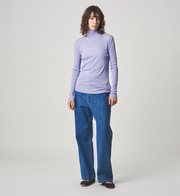 Steven Alan＞コットン シルク リブ タートルネック プルオーバー