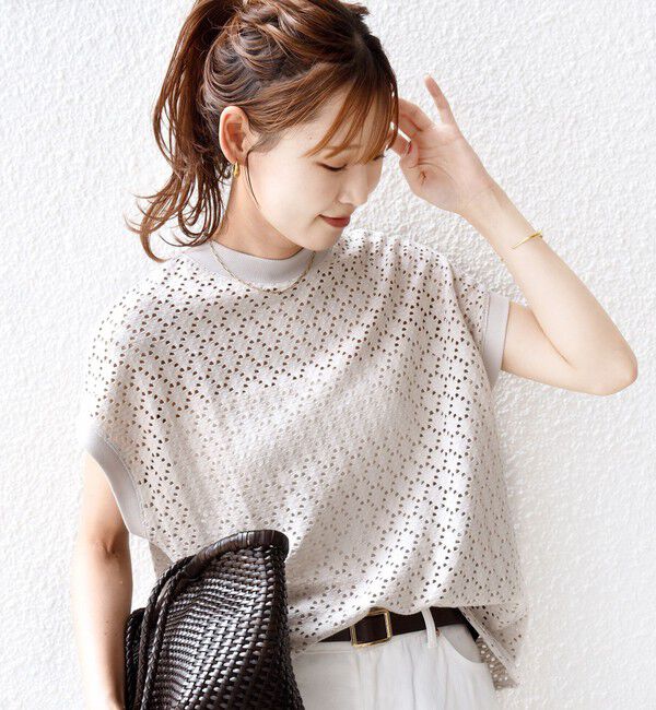 SHIPS for women「《一部追加予約》【WEB限定】〈手洗い可能〉アイレット クルーネック プルオーバー」|Tシャツ・カットソー|