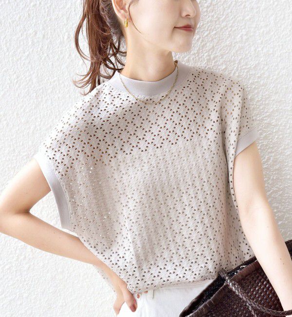 SHIPS for women「《一部追加予約》【WEB限定】〈手洗い可能〉アイレット クルーネック プルオーバー」|Tシャツ・カットソー|