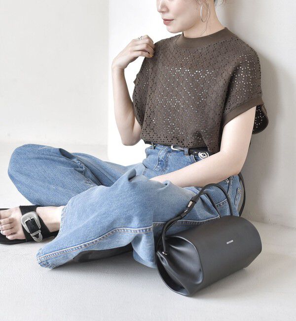 SHIPS for women「《一部追加予約》【WEB限定】〈手洗い可能〉アイレット クルーネック プルオーバー」|Tシャツ・カットソー|