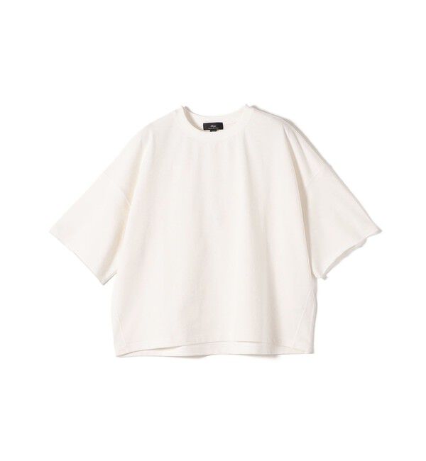 SHIPS for women「SHIPS Primary Navy Label:コットン 天竺 ハーフ スリーブ TEE」|Tシャツ・カットソー|オフホワイト