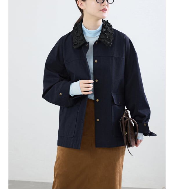 IENA「《予約》MARGE/マージ 別注 FLOWER COLLAR COVERALLS ブルゾン 1012-0101-023」|その他|ネイビー