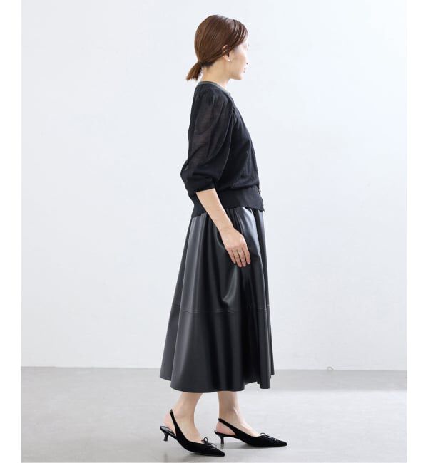 IENA「《予約》LOWER/ローヴァー 18G Tucked power shoulder ニット  LW-77」|カーディガン|