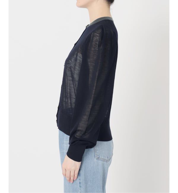 IENA「《予約》LOWER/ローヴァー 18G Tucked power shoulder ニット  LW-77」|カーディガン|