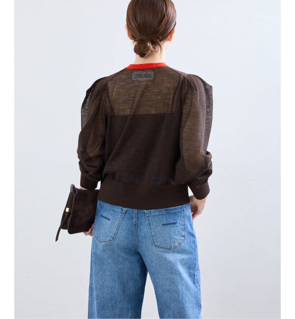 IENA「《予約》LOWER/ローヴァー 18G Tucked power shoulder ニット  LW-77」|カーディガン|