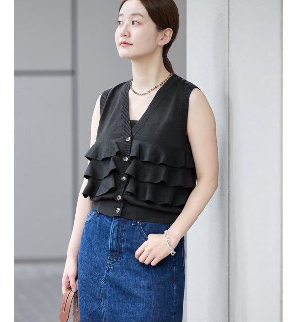 IENA「《予約》LOWER/ローヴァー 18G Sleeveless Cardigan カーディガン LW-88」|カーディガン|