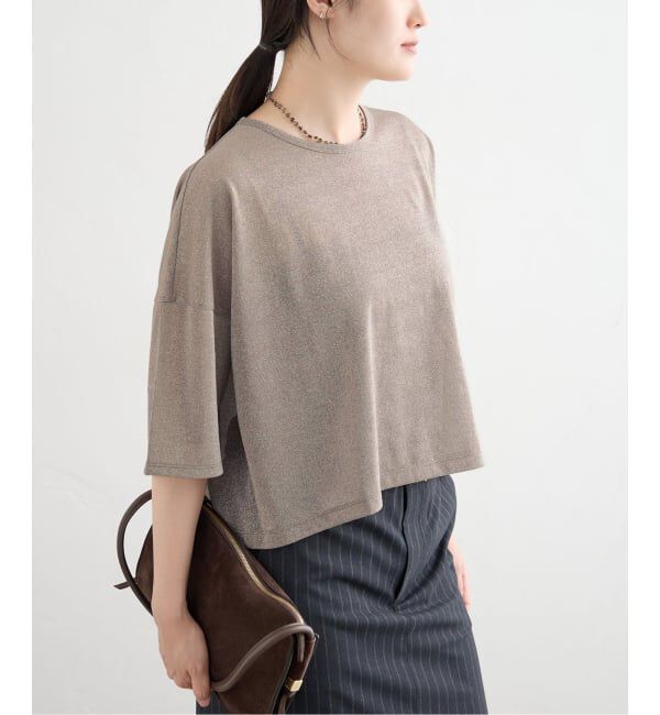 IENA「《予約》ラメハーフスリーブTシャツ」|Tシャツ・カットソー|グレーA