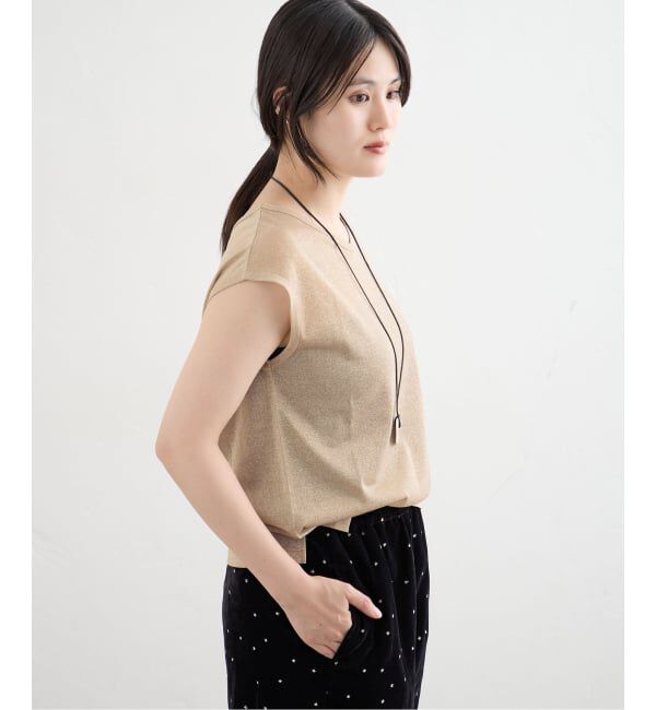 IENA「《予約》ラメフレンチスリーブTシャツ」|Tシャツ・カットソー|