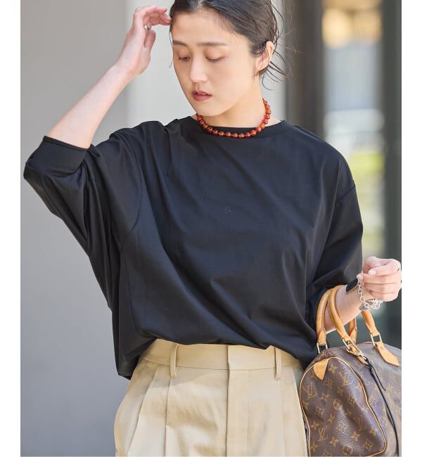 journal standard L'essage「プレーティングJERSEYドルマンプルオーバー」|Tシャツ・カットソー|ブラック