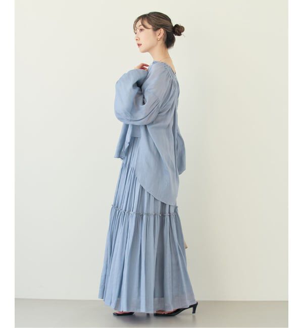 NOBLE「《セットアップ対応》【洗える】ラミーリヨセルツイルギャザーブラウス」|シャツ・ブラウス|