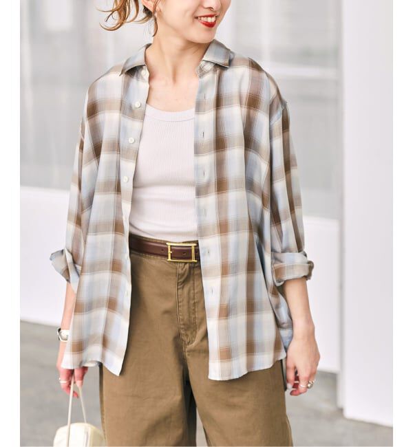 Spick and Span「《予約》PEチェックルーズシャツ」|シャツ・ブラウス|