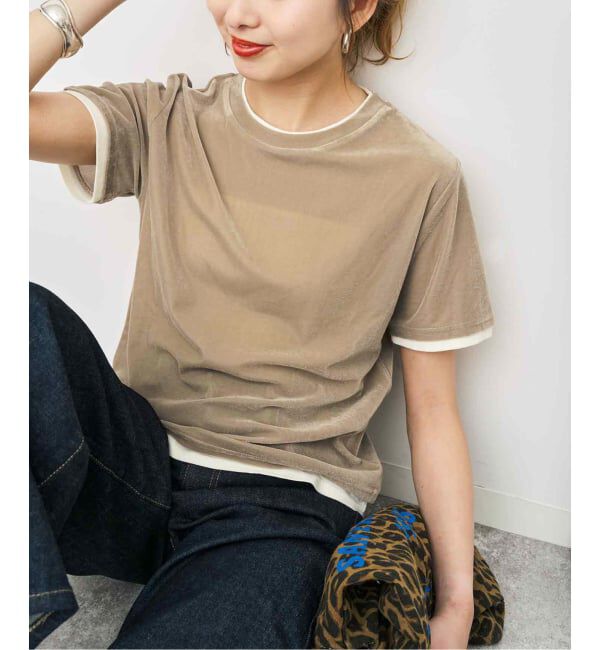 Spick and Span「《予約》ベロアレイヤードTシャツ」|Tシャツ・カットソー|ベージュ