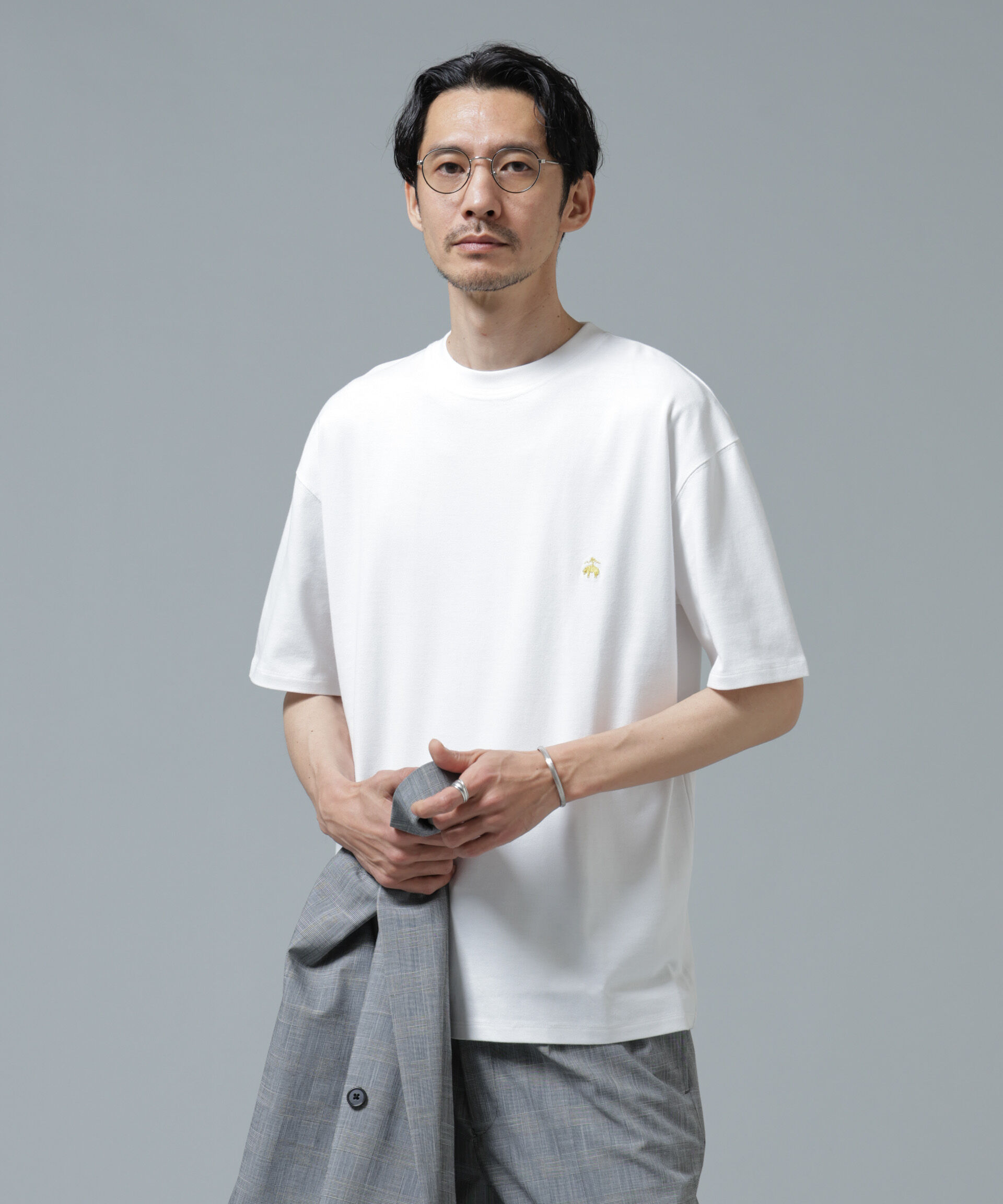 NANO universe「「Brooks Brothers別注」Anti Soaked(R) 汗染み防止 クルーネック ビッグシルエットTシャツ」|Tシャツ・カットソー|