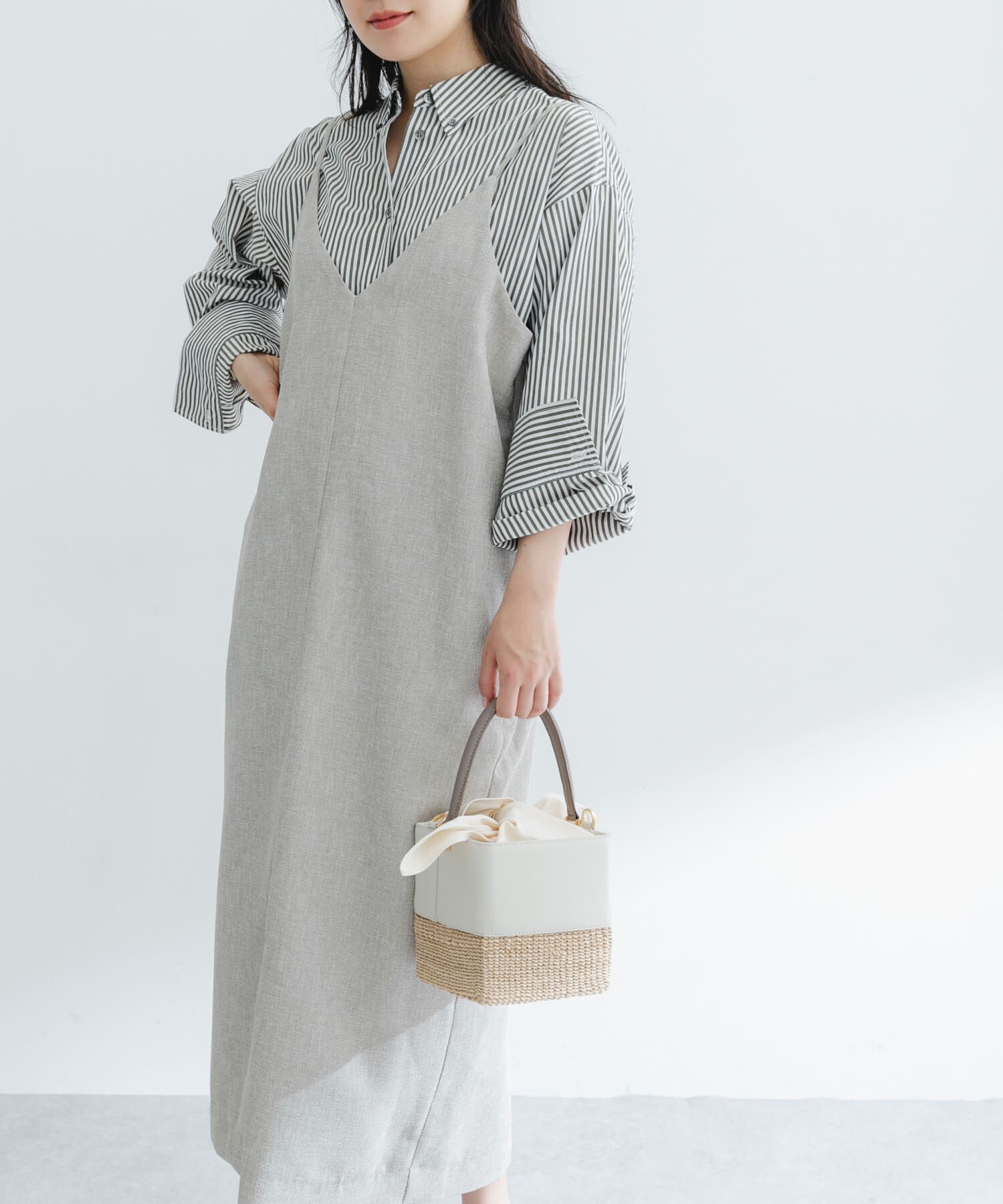 URBAN RESEARCH ROSSO「バックデザインリネンライクキャミワンピース」|ワンピース|ベージュ