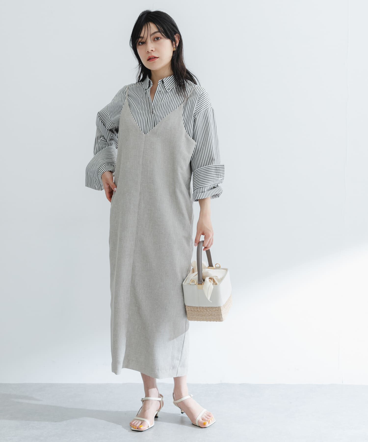 URBAN RESEARCH ROSSO「バックデザインリネンライクキャミワンピース」|ワンピース|